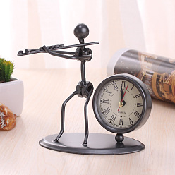 Noir Horloge en fer vintage avec ornements de flûte, pour la décoration de bureau à domicile, noir, 135x130mm