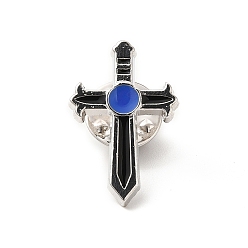 Blue Cross Enamel Pin, Platinum Alloy Badge for Backpack Clothes, Blue, 25x16.5x2mm