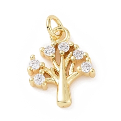 Oro Micro latón allanan colgantes cúbicos del zirconia, con anillo de salto, encanto del árbol, dorado, 15x12x3 mm, agujero: 2.8 mm