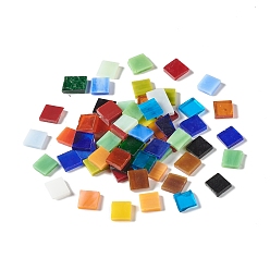 Mixed Color Mosaic Tiles Glass Cabochons, Flat Back Glass Square Cabochon Tiles, for DIY Crafts, Plates, Picture Frames, Flowerpots Supplies, Mixed Color, 10x10x2~3mm, about 1000pcs/1000g