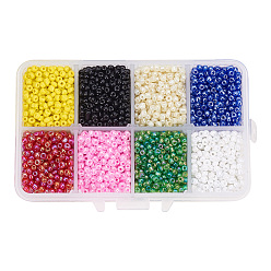 Mixed Color PandaHall Elite 8/0 Round Glass Seed Beads, Mixed Style, Mixed Color, 3mm, Hole: 0.8mm, about 4200pcs/box
