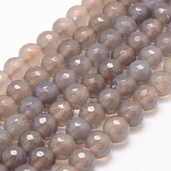 Agate Naturelle Naturelles agate perles brins, ronde, facette, 6mm, Trou: 1mm, Environ 62~63 pcs/chapelet, 14.5 pouce