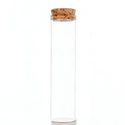 Clair Mini contenants de perles de bouteille en verre à haute teneur en borosilicate, souhaitant bouteille, avec bouchon en liège, colonne, clair, 12x3 cm, capacité: 60 ml (2.03 fl. oz)