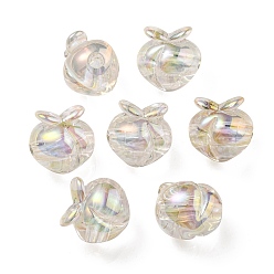 Clair AB Placage uv perles acryliques irisées arc-en-ciel, perle bicolore en perle, pêche, clair ab, 18x17.5x16mm, Trou: 3.5mm