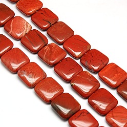 Jaspe Rouge Carrés naturelle perles de jaspe rouge brins, perles plates, 20x20x6mm, Trou: 1mm, Environ 20 pcs/chapelet, 15.74 pouce