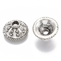 Argent Antique De style tibétain casquettes alliage de perles, sans cadmium et sans plomb, apetalous, argent antique, 13x7mm, Trou: 3mm, diamètre intérieur: 9 mm, sur 560 pcs / 1000 g
