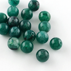 Bleu Vert Perles acryliques de pierres précieuses imitation ronde, sarcelle, 12mm, trou: 2 mm, environ 520 pcs / 500 g