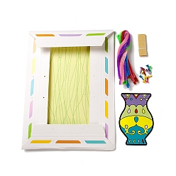 Colorido Kits creativos de arte de palitos de felpa con patrón de flores diy, con marco de papel, chincheta, alambre de lana, juguetes pegajosos de la pintura del arte educativo para los niños, colorido, 32.5x24x0.6 cm, agujero: 3 mm