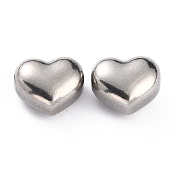 Stainless Steel Color 304 Stainless Steel Beads, Heart, Stainless Steel Color, 9x10x6mm, Hole: 1.6mm