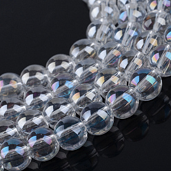 Clear AB Electroplate Glass Beads Strands, AB Color Plated, Round, Clear AB, 4x4.5mm, Hole: 1mm, about 200pcs/strand, 30.7 inch