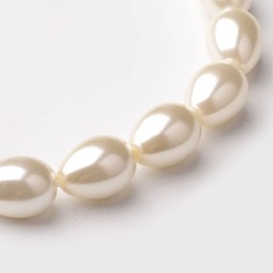 Blé Larme de perle de verre écologique, brins de perles, Grade a, blé, 9x7mm, Trou: 1mm, Environ 44 pcs/chapelet, 16.1 pouce