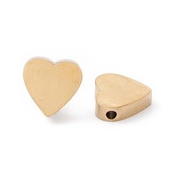 Real 24K Gold Plated Ion Plating(IP) 304 Stainless Steel Bead, Heart, Real 24K Gold Plated, 9.5x10x3mm, Hole: 1.5mm
