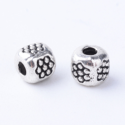 Antique Silver Tibetan Style Alloy Spacer Beads, Column, Cadmium Free & Lead Free, Antique Silver, 4x4x4mm, Hole: 1.5mm, about 4000pcs/1000g.