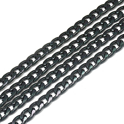 Black Unwelded Aluminum Curb Chains, Black, 10.8x7.2x2mm