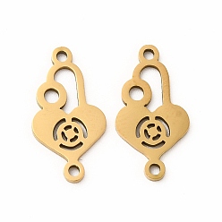 Real 18K Gold Plated 201 Stainless Steel Connector Charms, Heart Shaped Lock Links, Real 18K Gold Plated, 18x9.5x1mm, Hole: 1.2mm