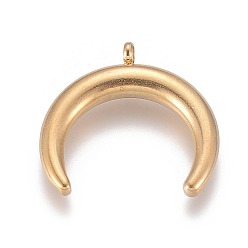 Golden 304 Stainless Steel Pendants, Double Horn/Crescent Moon, Golden, 22.5x23x4mm, Hole: 1.8mm