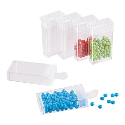 Прозрачный Пластиковые бисера контейнеры, складной шарик хранения, ящик для хранения бисера, прямоугольные, прозрачные, 5x2.7x1.2 см, отверстия: 0.9x1 cm