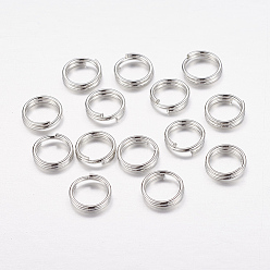 Platinum Iron Split Rings, Double Loops Jump Rings, Cadmium Free & Nickel Free & Lead Free, Platinum, 12x1.4mm, about 11.3mm inner diameter, about 3000pcs/1000g