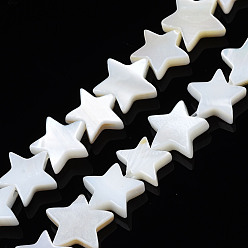 Coquillage De Mer Eau douce naturelle de coquillage perles brins, pentagramme, couleur de coquillage, 7.5~8.5x7.5~9x2mm, Trou: 0.6mm, Environ 56 pcs/chapelet, 15.12 pouce (38.4 cm)