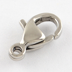 Stainless Steel Color Polished 304 Stainless Steel Lobster Claw Clasps, Stainless Steel Color, 12.5x7x4mm, Hole: 1mm