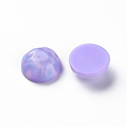 Lilac Transparent Resin Cabochons, Water Ripple Cabochons, with Glitter Powder, Half Round, Lilac, 16x7mm