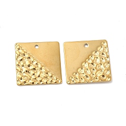 Real 18K Gold Plated Ion Plating(IP) 304 Stainless Steel Pendants, Square Charm, Real 18K Gold Plated, 22x22x1mm, Hole: 1.6mm