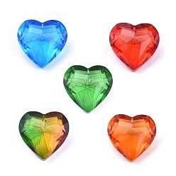 Mixed Color K9 Glass Rhinestone Pendants, Faceted, Heart, Mixed Color, 44x45.5x27.5mm, Hole: 1.4mm