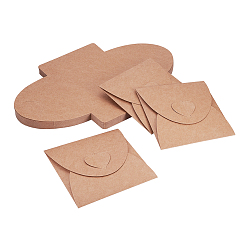 Bois Solide Enveloppes cd vintage boucle coeur coeur, sacs de papier kraft, burlywood, 32.5x20 cm