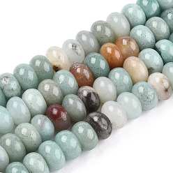 Flower Amazonite Natural Flower Amazonite Bead Strands, Rondelle, 8x5mm, Hole: 1mm, about 75pcs/strand, 14.9 inch