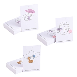 Human 120Pcs 3 Style Rectangle with Women Pattern Cardboard Jewelry Display Cards, Human, Display Cards: 120pcs/set
