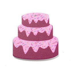 Pink Acrylic Pendants, Cake, Pink, 35x33x2mm, Hole: 1.5mm