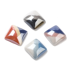Couleur Mélangete Cabochons en verre bicolore, carrée, couleur mixte, 10~10.5x10~10.5x4mm