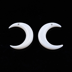 Freshwater Shell Natural Freshwater Shell Charms, Moon, 13x15x3.5mm, Hole: 0.8mm
