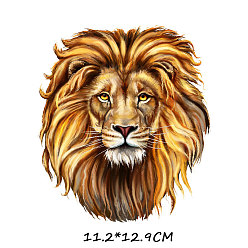 Lion Film de transfert de chaleur adhésif thermofusible en plastique à thème animal, pour accessoires de vêtement, motif de lion, 129x112mm