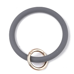 Gris Porte-clés bracelet en silicone, avec bagues à ressort en alliage, or et de lumière, grises , 115mm