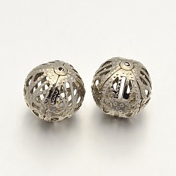Platine Perles rondes en filigrane de fer, boule en filigrane, sans nickel, platine, 12mm, Trou: 1mm