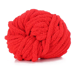 Red Polyester Wool Jumbo Chenille Yarn, Premium Soft Giant Bulky Chunky Arm Hand Finger Knitting Yarn, for Handmade Braided Knot Pillow Throw Blanket, Red, 20mm, about 27m/roll