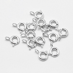 Rhodium Plated Chapado en rodio 925 cierres de anillo de resorte de plata de ley, anillo, con 925 sello, Platino, 11.5x9.5x2 mm, agujero: 2 mm
