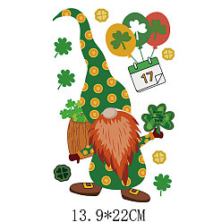 Gnome Saint Patrick's Day Theme PET Sublimation Stickers, Heat Transfer Film, Iron on Vinyls, for Clothes Decoration, Gnome, 220x139mm