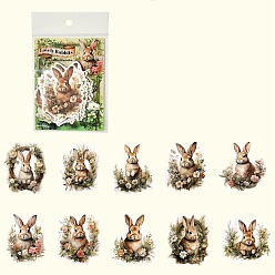 Rabbit 20Pcs 10 Styles Paper Cartoon Animals Decorative Stickers, Self-adhesion, for Kid's Art Craft, Rabbit, 65x65mm, 2pcs/style