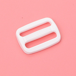 White Plastic Slide Buckle Adjuster, Multi-Purpose Webbing Strap Loops, for Luggage Belt Craft DIY Accessories, White, 26x22x3.5mm