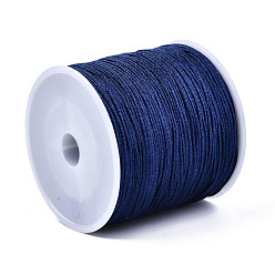 Bleu Nuit Fil de nylon, corde à nouer chinoise, bleu minuit, 0.8mm, environ 109.36 yards (100m)/rouleau