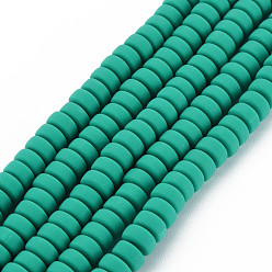 Зеленый Полимерной глины ручной работы бисер нитей, для поделок ювелирных изделий, плоско-круглые, зелёные, 6~7x3 мм, отверстие : 1.5 мм, около 113~116 шт / нитка, 15.55 дюйм ~ 16.14 дюйм (39.5~41 см)