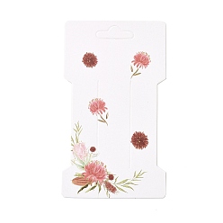 Fleur Cartes d'affichage de pince à cheveux en papier, cartes de support d'arc de cheveux, fournitures d'accessoires pour cheveux, motif de fleur, 11.5x6.6x0.03 cm, Trou: 24.5x8.5mm
