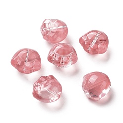 Rouge Indien Perles de verre peintes par pulvérisation transparent, impression de patte de chat, rouge indien, 11x12x8.5mm, Trou: 1.2mm