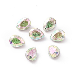 Colorful K5 Glass Rhinestone Cabochons, Pointed Back & Back Plated, Faceted, Teardrop, Colorful, 8x6x5mm
