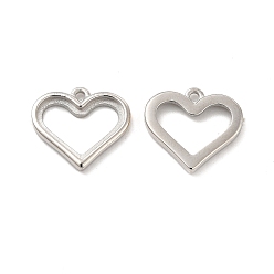 Stainless Steel Color 304 Stainless Steel Pendant Cabochons Settings, Heart, Stainless Steel Color, Tray: 8x12mm, 12.5x14.5x1.8mm, Hole: 1mm