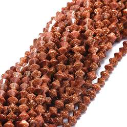 Goldstone Synthetic Goldstone Beads Strands, Faceted, Bicone, 4x4mm, Hole: 0.7mm, about 105pcs/strand, 15.35''(39cm)