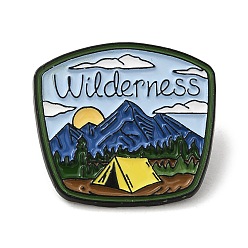Trapezoid Outdoor Camping Theme Enamel Pins, Black Alloy Badge for Backpack Clothes, Trapezoid, 24x26x1.5mm