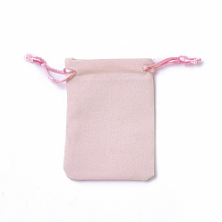 Pink Bolsas de terciopelo de embalaje, bolsas de cordón, rosa, 9.2~9.5x7~7.2 cm